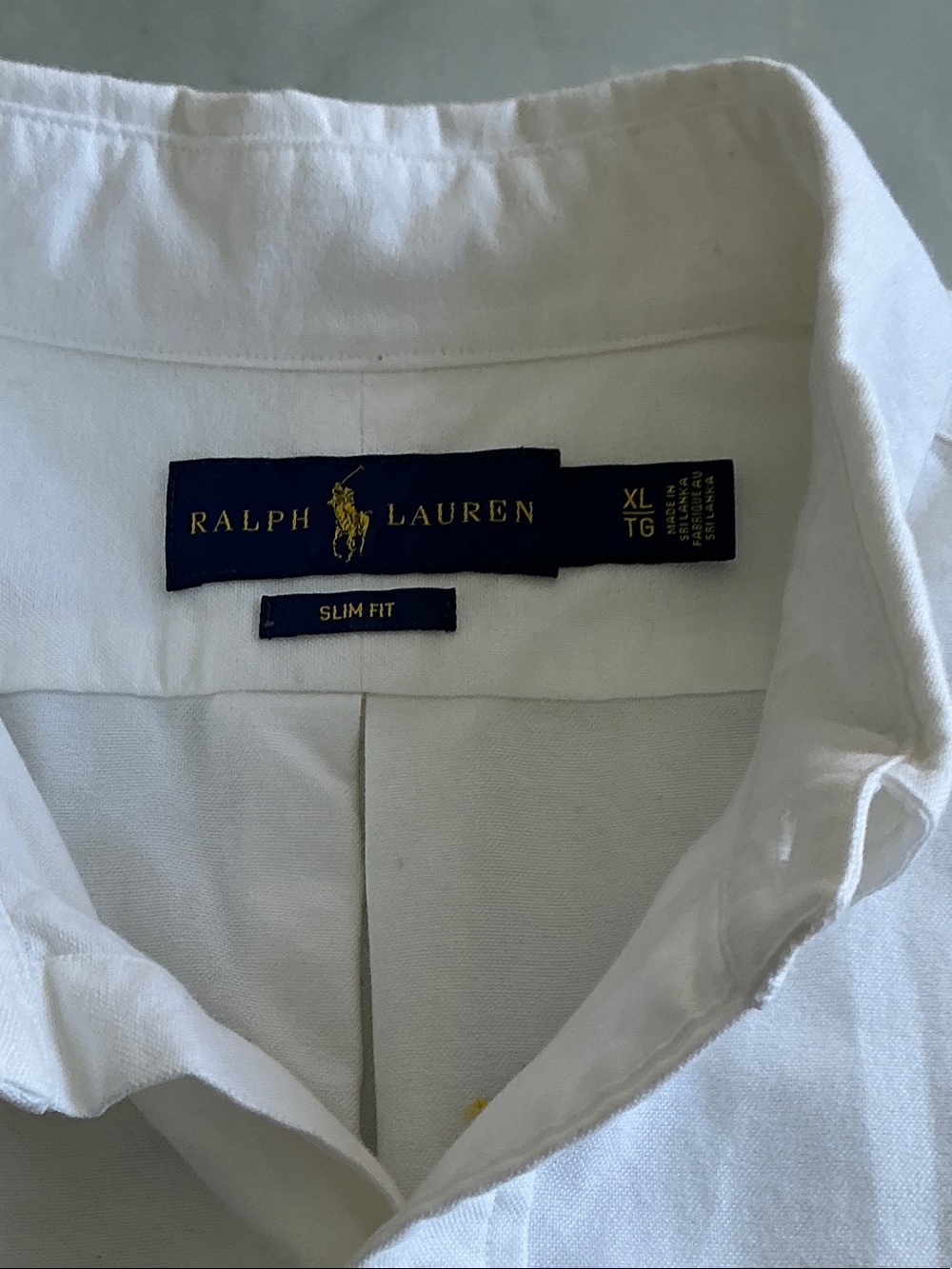 Ralph Lauren White Men's Slim Fit Dress Shirt with Navy Label